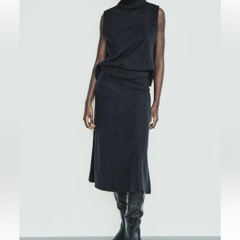 Zara ZW Collection Wool Melange A-line Midi Skirt - Picture 3 of 12